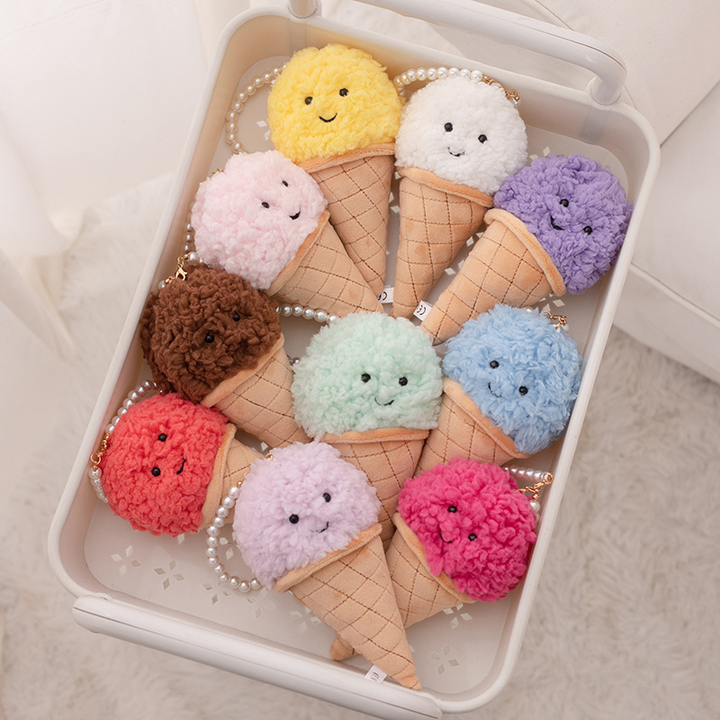 Food Snacks Gifts - น่ารักการ์ตูนไอศกรีมตุ๊กตาของเล่นตุ๊กตาอาหารขนมขบเคี้ยวหมอนกรวยของเล่นเด็ก Kawaii Room Decor ของขวัญวันเกิดสําหรับเด็ก
