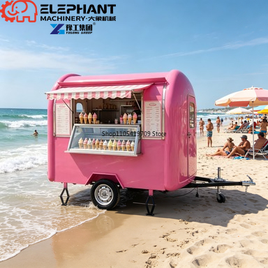 Food Snacks Catering - รถขายอาหารเคลื่อนที่ทรงโค้งทันสมัย รถพ่วงขายอาหารแบบวงกลม