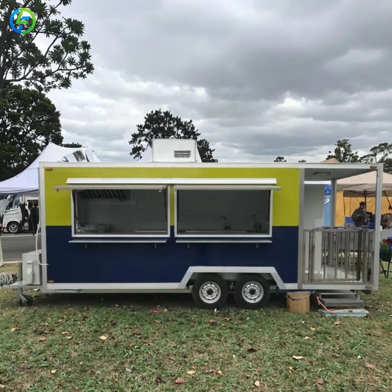 Food Snacks Catering - รถขายอาหารเคลื่อนที่แบบมีครัวครบชุดสำหรับขายกาแฟ อาหารว่าง และพิซซ่า พร้อมอุปกรณ์ครบครัน