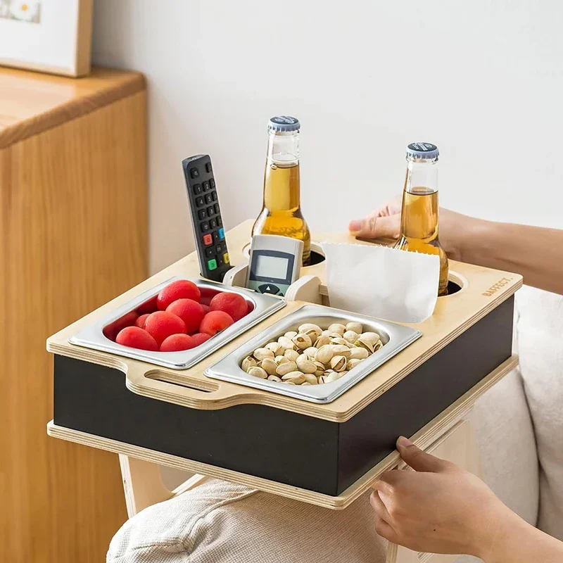 Food Drink Snacks - สี่เหลี่ยมผืนผ้าถาดไม้ไผ่เดสก์ท็อปรีโมทคอนโทรลผู้ถือขนมขบเคี้ยวถาดเบอร์เกอร์สําหรับอาหารโซฟากล่องขนมโซฟาแขนโต๊ะเครื่องดื่มและกล่องเบียร์