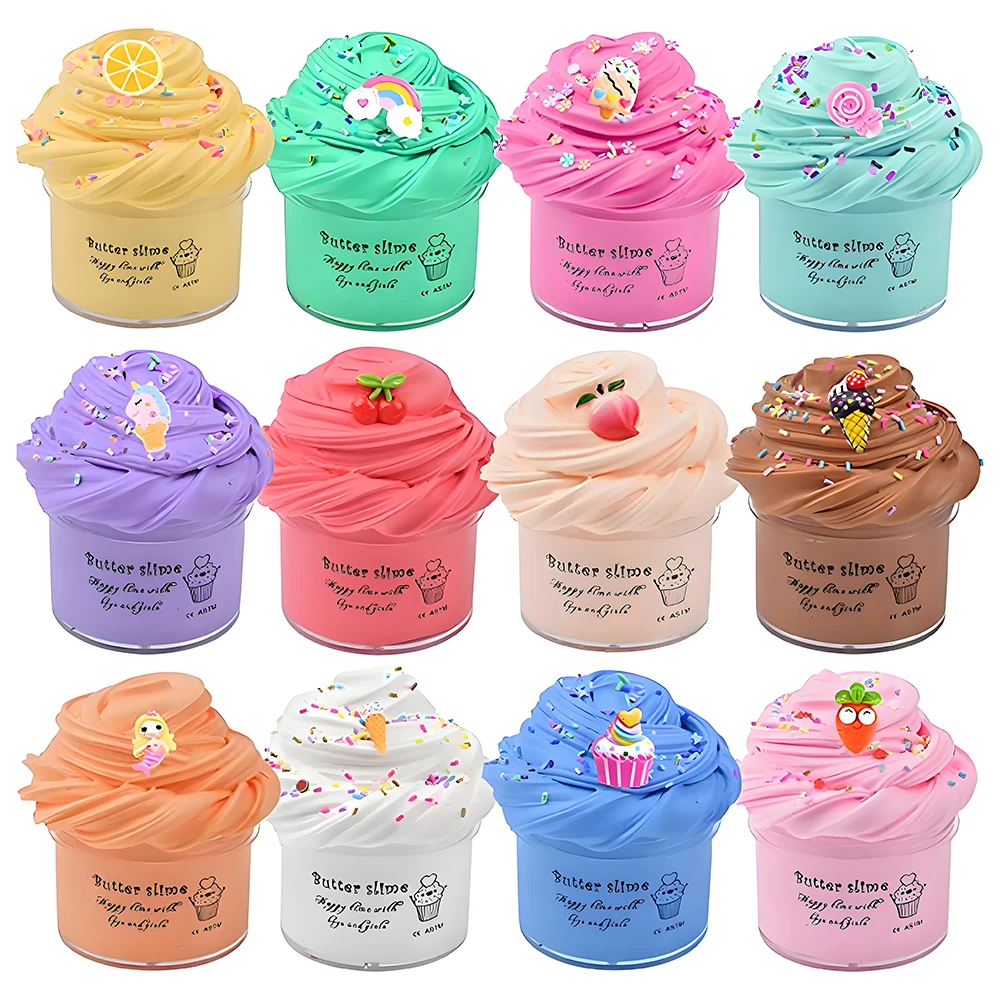 Food Snacks To Eat - ชุดสไลม์เนย 12 ชิ้น ของขวัญงานปาร์ตี้ รางวัล ของเล่นปริศนา