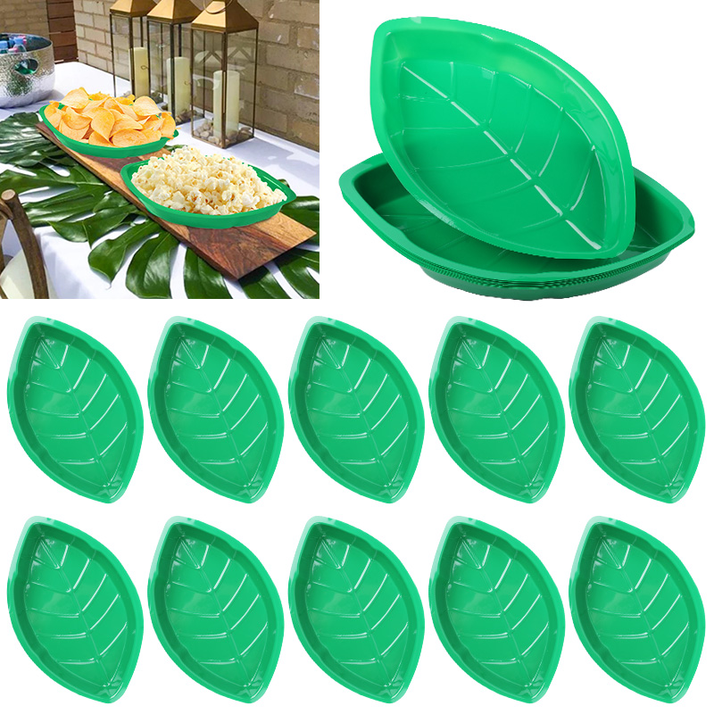 Food Snacks That Are Green - 6 ชิ้นสีเขียวใบปาล์มแผ่นขนมขบเคี้ยวถาดขนม Hawaiian Tropical ฤดูร้อนตกแต่งปาร์ตี้ Jungle