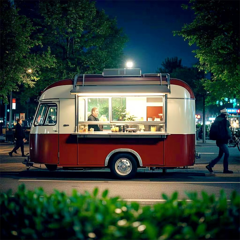 Food Snacks Catering - รถเข็นขายอาหารเคลื่อนที่แบบพกพา รถพ่วงขายอาหารเชิงพาณิชย์ ซุ้มขายอาหารกลางแจ้ง อุปกรณ์ร้านขายขนม