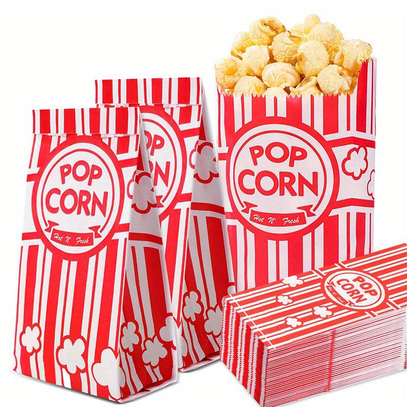 Food Snacks Gifts - ถุงใส่ป๊อปคอร์นแบบแยกชิ้น 20/50 ชิ้น ถุงกระดาษใส่อาหารป๊อปคอร์น สำหรับงานแต่งงาน ปาร์ตี้