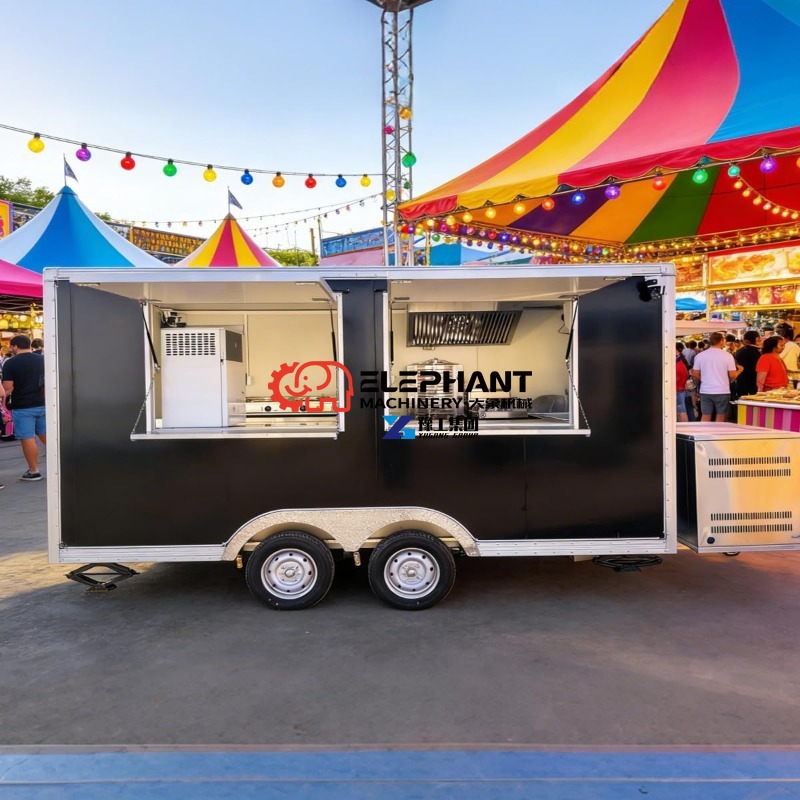 Food Snacks Catering - รถพ่วงขายอาหารเคลื่อนที่อเนกประสงค์ทำจากสแตนเลส พร้อมครัวครบชุดสำหรับธุรกิจขายอาหารริมทาง