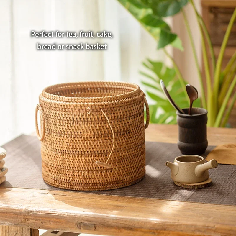 กล่องเก็บชาหวายสานมือพร้อมฝาปิ - Food Snacks That Are Green บทวิจารณ์และราคา